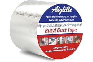 Aiglille Waterproof Butyl Tape 4" W X 16'L, Waterproof Tape for leaks, Butyl Tape for RV Repair, Boat and Pipe Sealing, Patching and Gutter Leak Repair, Silver
