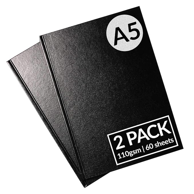 A5 Sketchbook Pack of 2 A5 Hardback Bound Sketchbook Sketch Drawing