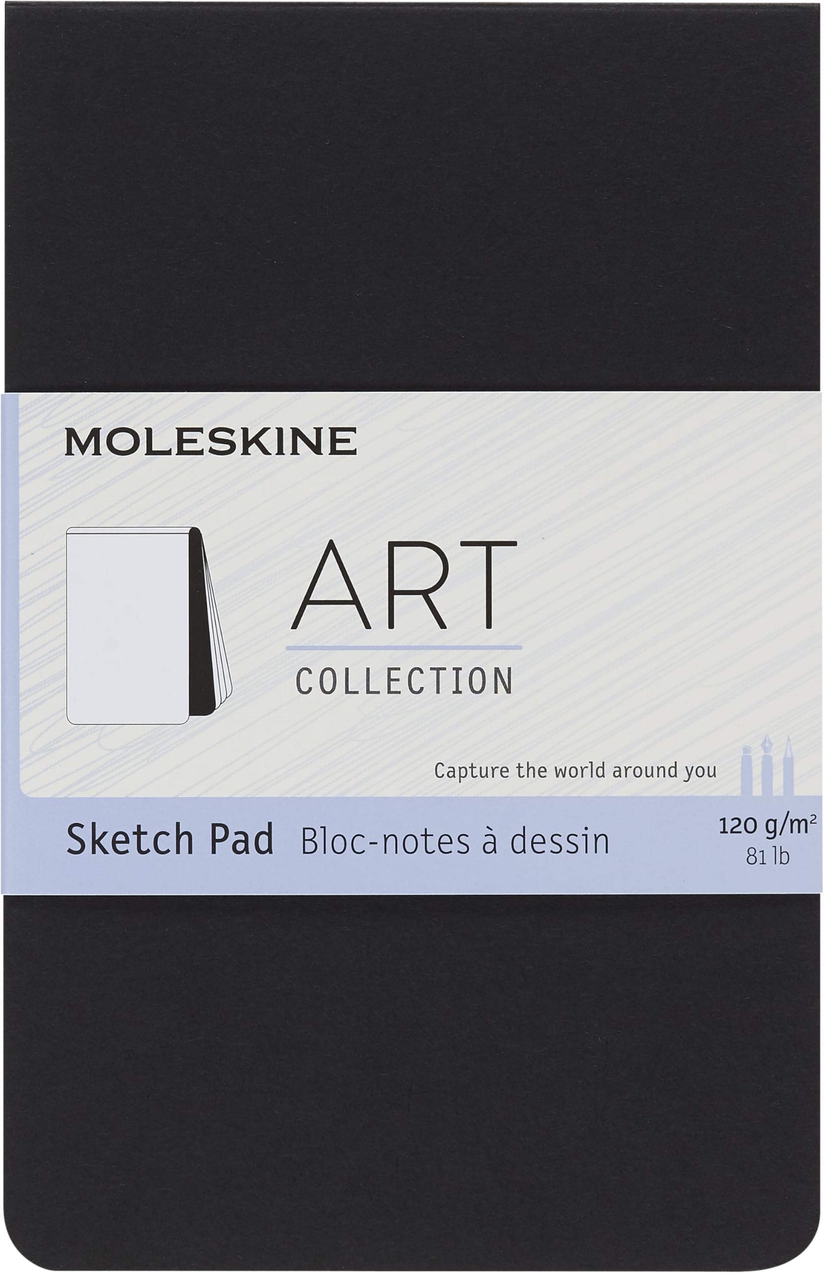 Moleskine 9 x 14 cm Pocket Size Art Sketchbook, Paper for Pencils, Charcoal, Pens, Fountain Pens and Markers Soft Cover, Colour Black, 48 Pages