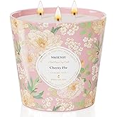 M&SENSE Cherry Pie Scented Candle, 28.2oz 3 Wick Natural Soy Wax Large Candles, Long Lasting Clean Slow Burning No Toxic Décor for Home Relaxation, Romantic Dates & Gift-Giving