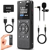 Tonfarb 64GB Digital Voice Recorder with Playback,Audio Recording Device | for Lectures Meeting/Classes/Interviews,Tape Recorder with Voice Activated,Password,Noise Reduction,A-B Repeat,MP3 Player Etc