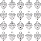 SUNNYCLUE 1 Box 100Pcs Stainless Steel Heart Charms Hearts Charm Love Small Double Sided Puffy Valentine Mother's Day Charms for Jewelry Making Charm Necklace Bracelet Earrings DIY Supplies 12x9mm