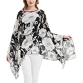 Max Hsuan Womens Summer Solid Sheer Batwing Blouse Chiffon Caftan Poncho Tunic Top Plus Size Cover up