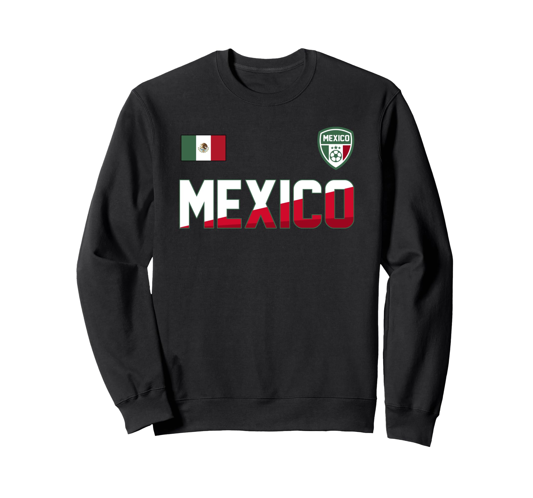 Mexico Football Bold Text Flag Left Chest Sweatshirt