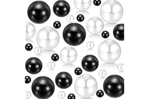 300 PCS Vase Filler Faux Pearls Black White No Hole Faux Pearl Beads for Vase Filling Decorations, Wedding Centerpieces, Chri