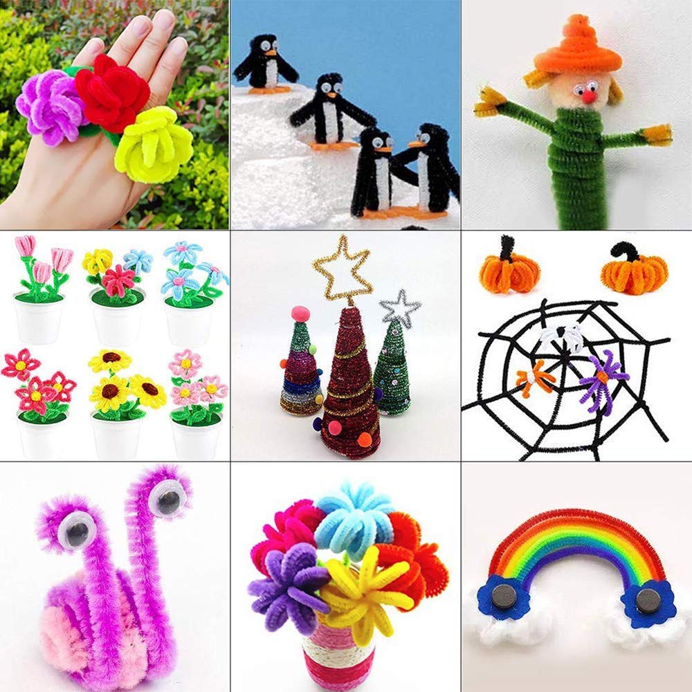 Aukcherie Pipe Cleaners Sets, Includes Craft Chenille Stems, Pom poms, Wiggle Eyes Perfect for DIY Art Supplies (DIY Set2-300pcs)