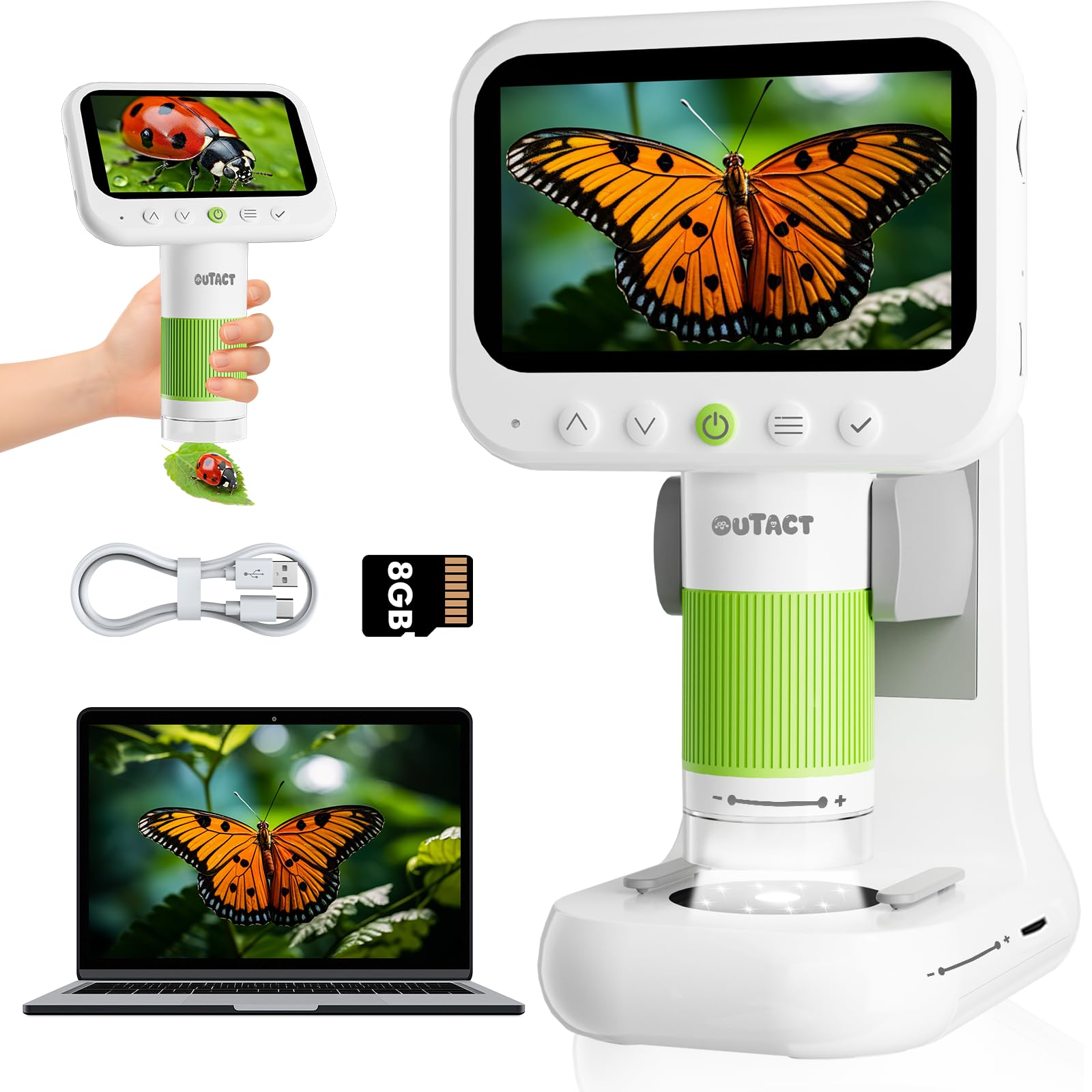 OUTACT Digital Microscope for Kids,4.3" HD Screen Portable Microscope ...