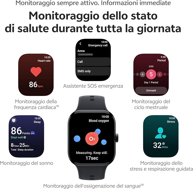 Watch GT2 Smartwatch Uomo Donna, Batteria 25 Giorni, Display AMOLED 2,07'', Chiamate Bluetooth e GPS, 100+ Sport incl. Padel, 5ATM Impermeabile, Cardio SpO2 Sonno, NFC, Nero