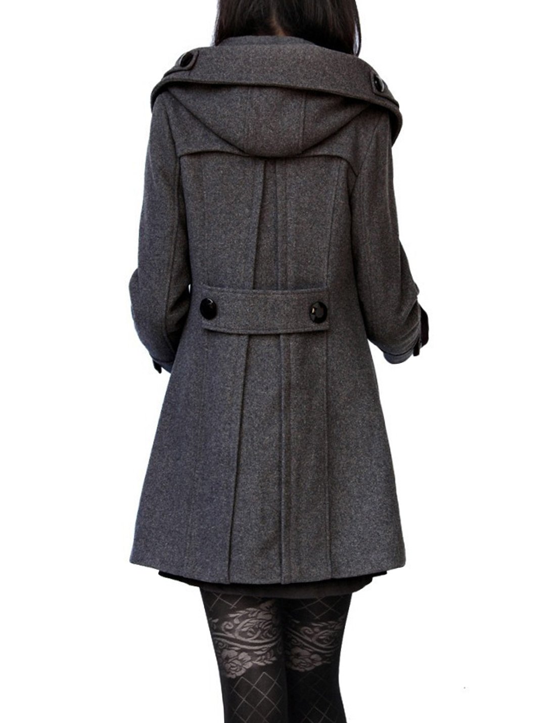 Tanming Women's Warm Double Breasted Wool Pea Coat Trench Coat Jacket