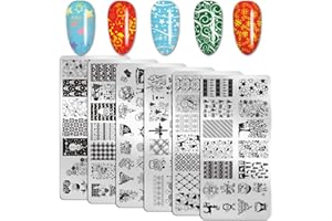 WOKOTO 6Pcs Christmas Nail Stamping Plates Set Nail Stamps Christmas Nail Art Stamping Kit Santa Claus Elk Snow Flakes Stamping Plates For Nails Nail Stamp Plates Christmas Nails Plates Nail Stencils