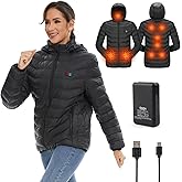 OAOA innovation Heated Jackets for Women, 9 Heating Areas With 10000mAh Power Bank,Winter Warm Outdoor Ski Coat
