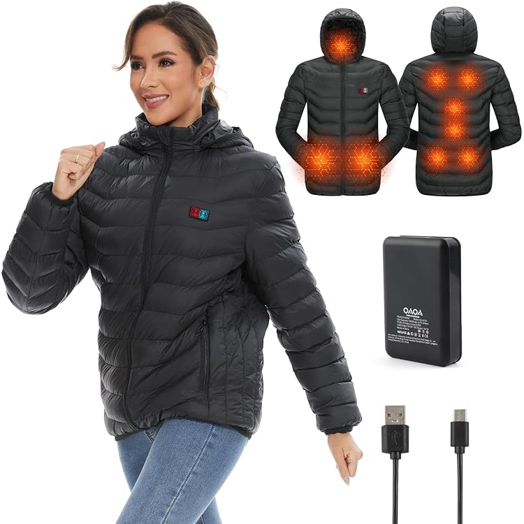 Heated Puffer Coat For Women & Men - Lightweight Winter Jacket With Pockets For Outdoor Activities