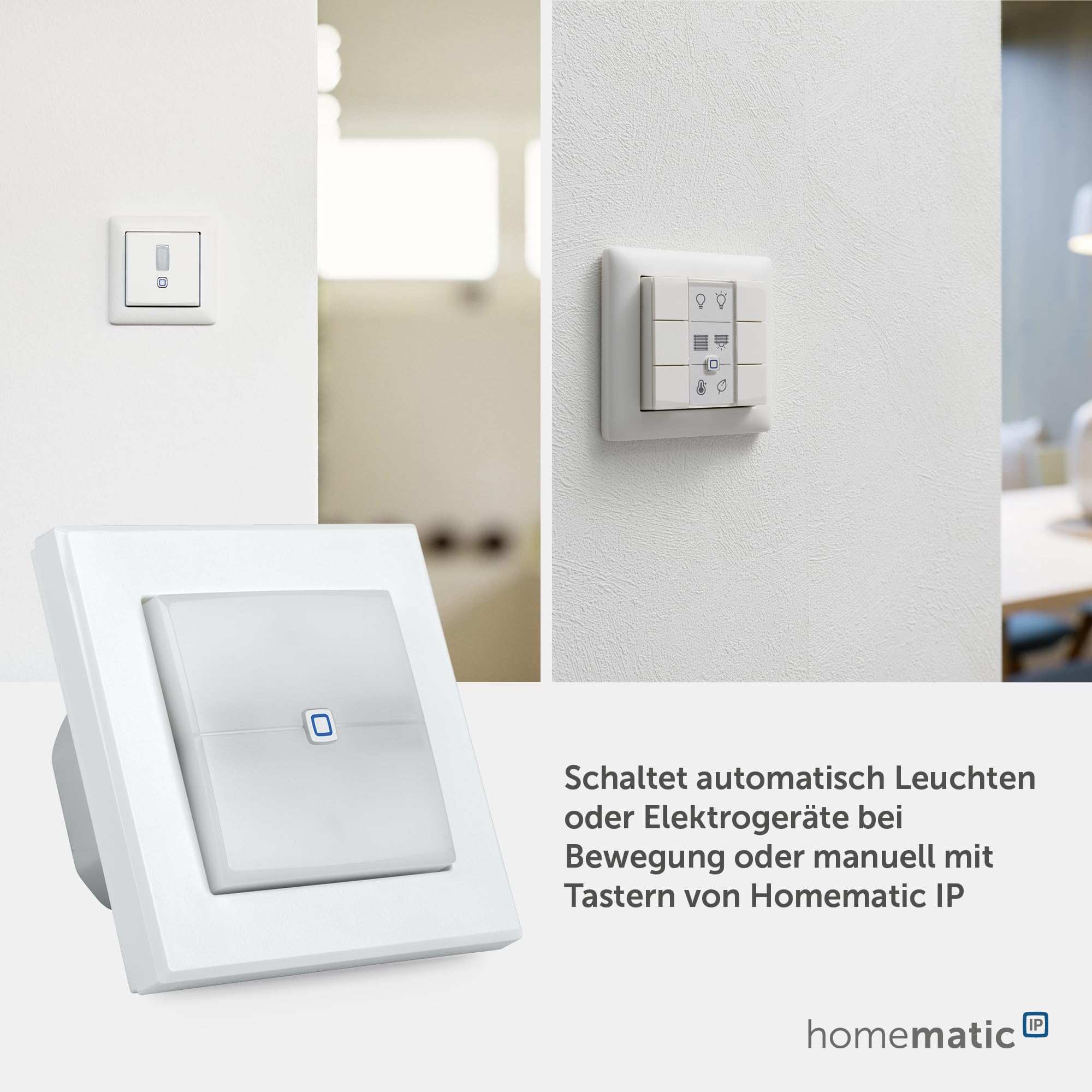 Homematic IP Schaltaktor für Markenschalter – mit Signalleuchte, Smart Home, zwei beleuchtete Tasten, steuert Geräte und Leuchten per App, Alexa & Google Home, Energie sparen, 152020A0 5
