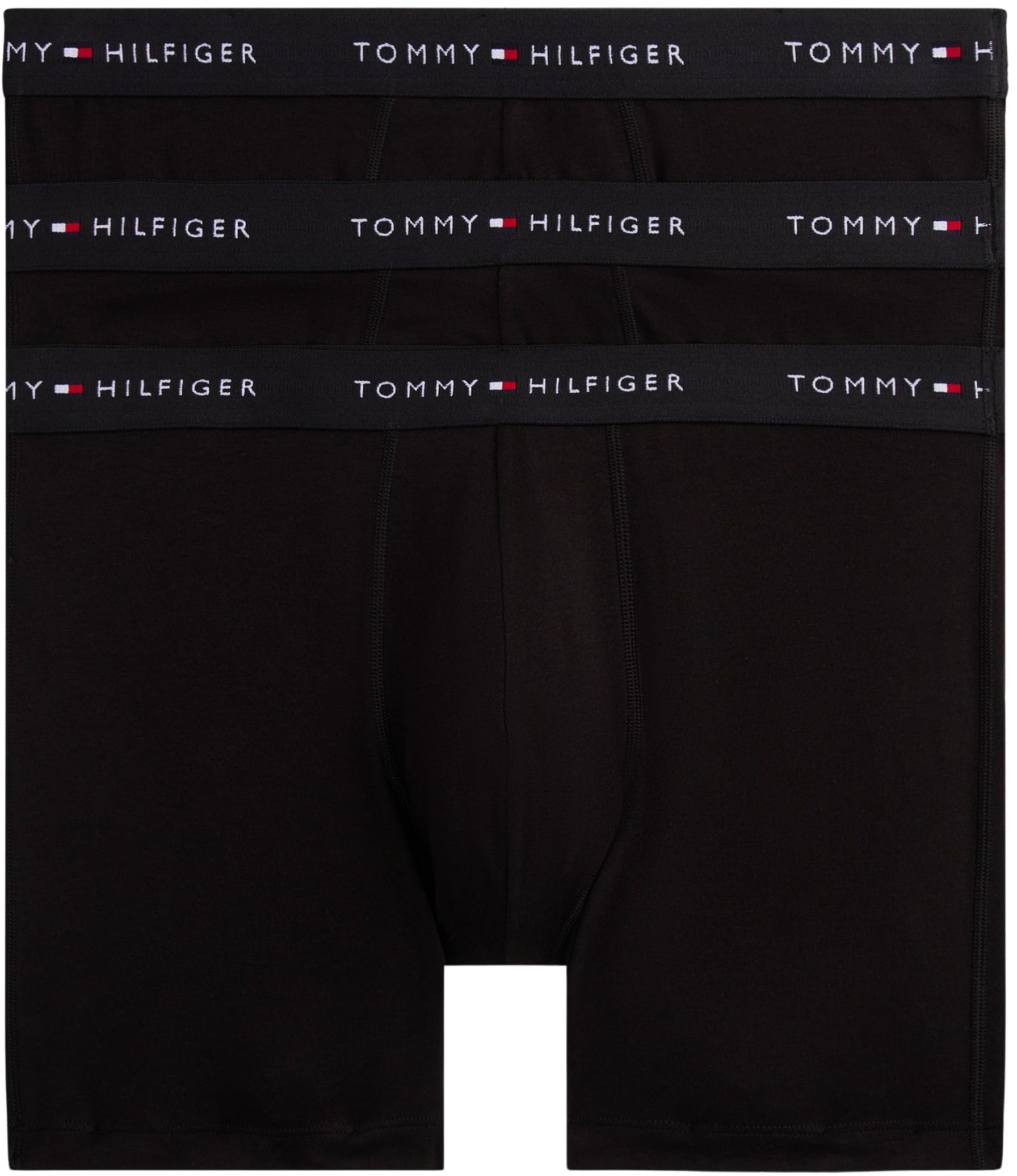 Tommy Hilfiger Herren 3er Pack Boxershorts Briefs mit Logobund, Schwarz (Black/Black/Black), L