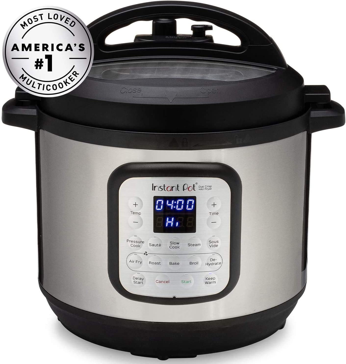 Instant Pot Duo Crisp Combo de freidora de aire y olla a presión eléctrica 11 en 1 con tapas multicocina que fríe, cuece al vapor, cocina lentamente, saltea, deshidrata y más, aplicación gratuita con más de 800 recetas, 6 cuartos