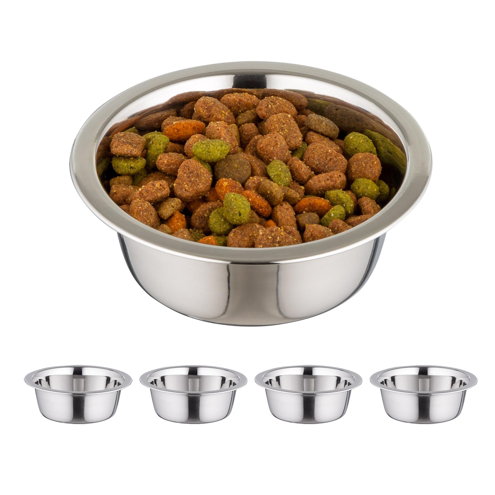 Photo 1 of IRIS USA Stainless Steel Cat Bowls - 5 Pack, 16 oz Small Stainless Steel Cat Bowls for Food & Water, Durable and Easy to Clean, Perfect for Cats, and Kittens