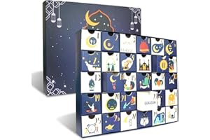 MASON LIFE Ramadan Calendar,Ramadan Advent Calendar with 30 Countdown Drawers DIY filling,Pre-Assembled Box For Ramadan Decorations, Engage your Kids with a beautiful Ramadan gift & Eid gift for kids Blue