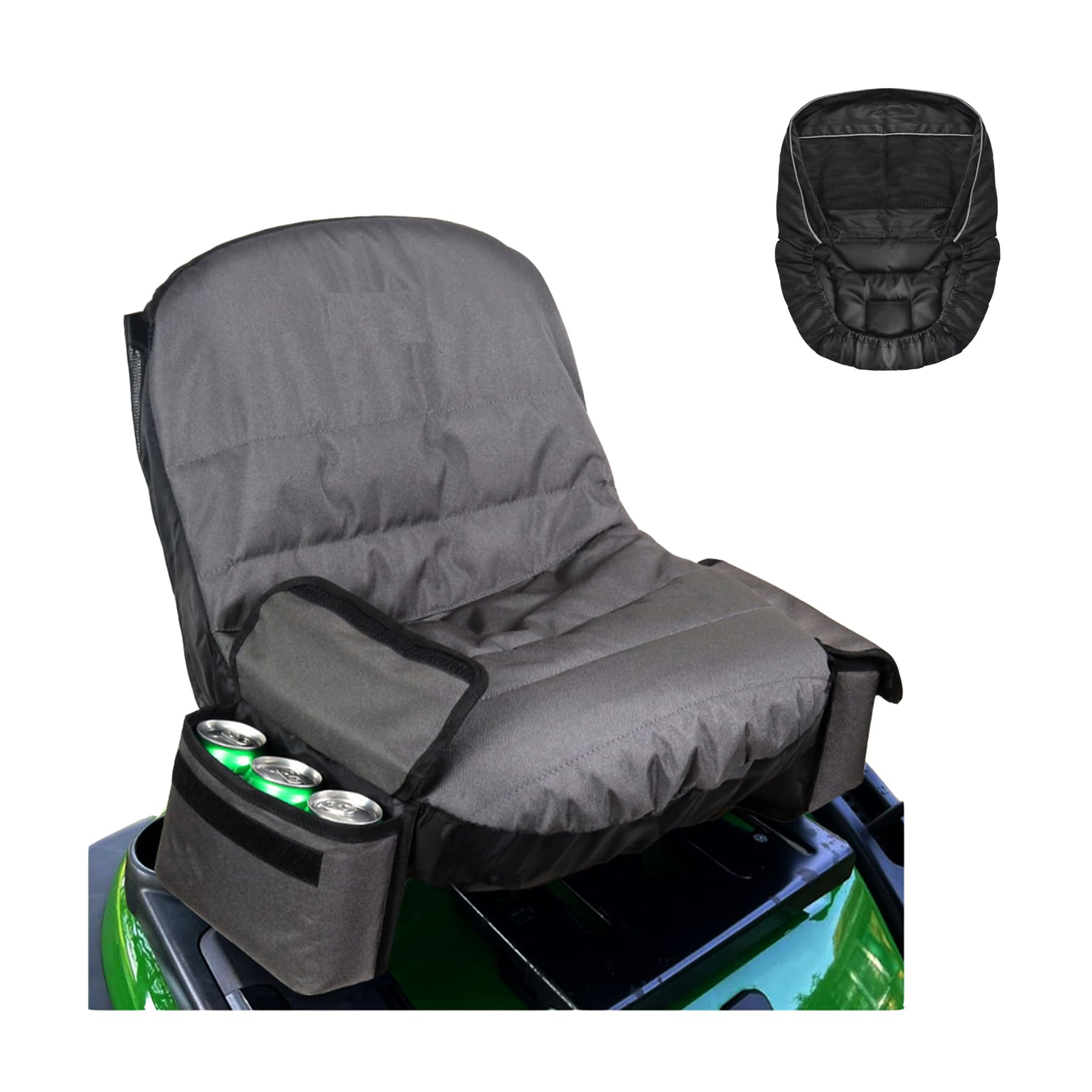 Riding Lawn Mower seat Cover, 600D Polyester Oxford Lawn Tractor seat Cover, Waterproof Seat Cover, with Convenient Side Pockets, Back Pocket, for Most Lawn Mowers Without Armrests, Medium, Black