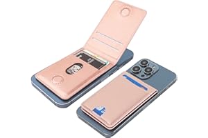 KIHUWEY for MagSafe Wallet Card Holder with Magnetic, Mag Safe Leather Detachable Kickstand RFID Wallet for iPhone 16/15/14/13/12 Pro Max Plus Not for iPhone 13/12 Mini (Rose Gold)