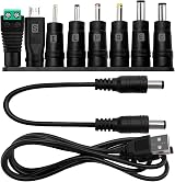 KUOQIY 8pc Universal DC Power Adapter Tip Kit 5.5x2.1mm Barrel Jack Converter