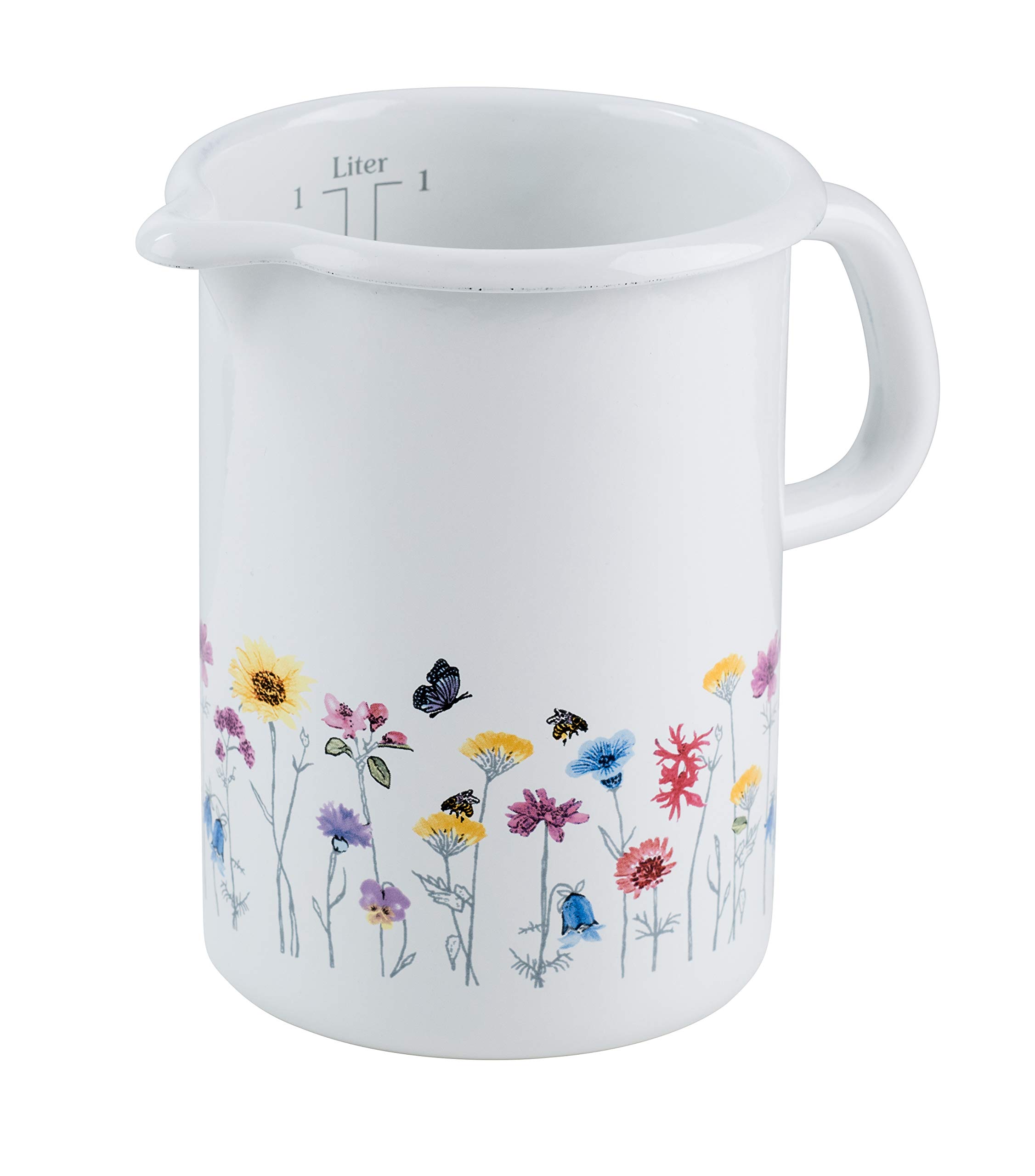 RIESS 0338-070 Kitchen Measure, Diameter 10 cm, Capacity 1 Litre, Country, Special Decor Flora, Induction