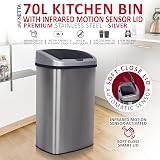 NETTA 70L Sensor Bin Kitchen Extra Large Touch Free Brushed Stainless view 2