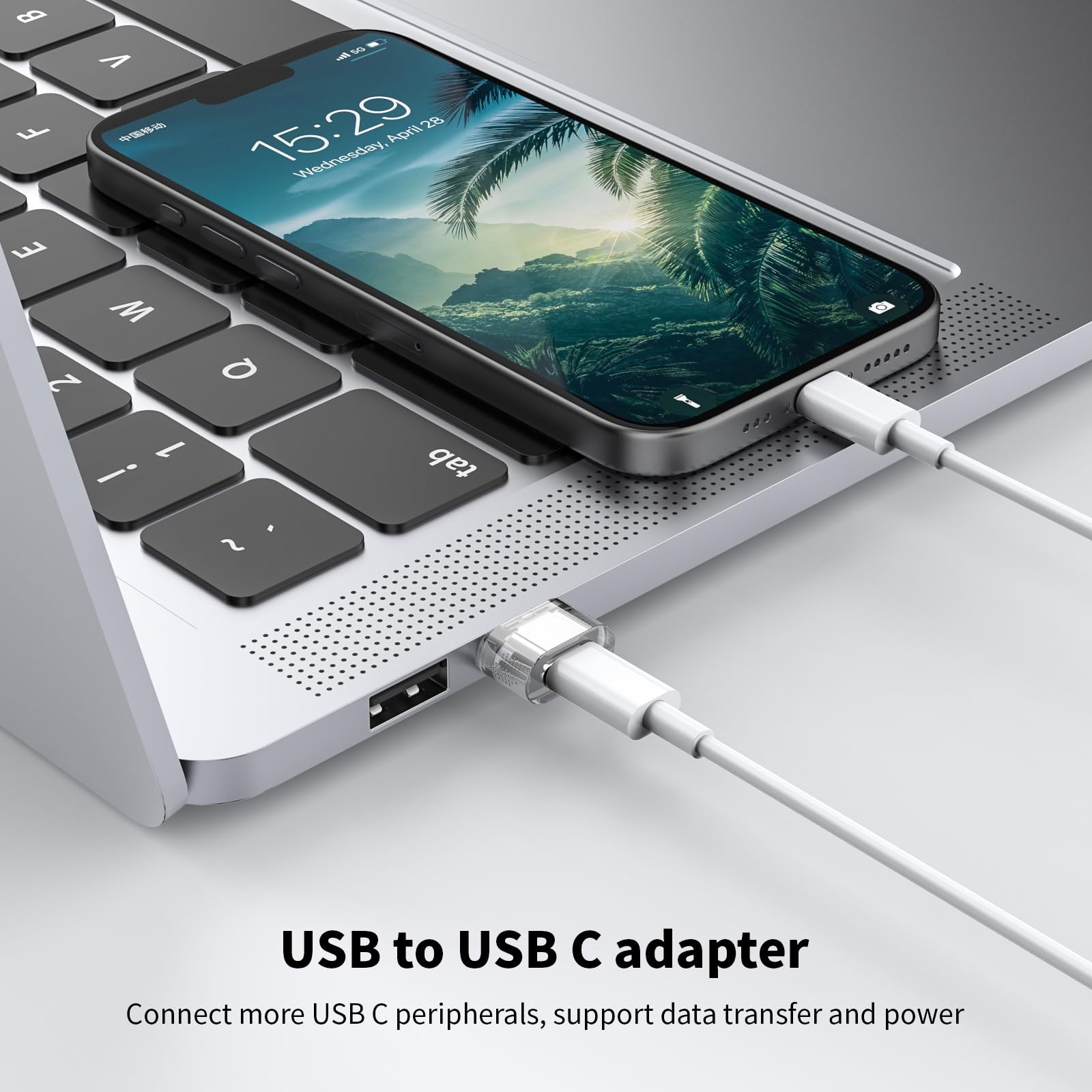 USB to USB C Adapter 5 Pack,USB C Female to A Male Charger Converter Compatible with Apple Watch Ultra iWatch,iPhone 16/15/ Pro Max Plus,iPad,Samsung Galaxy S23,Car, Laptop,Charger, Quest Link, etc.