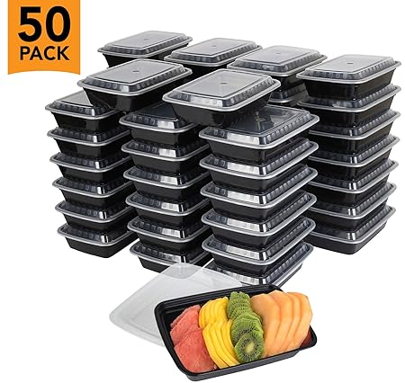 Pack de 50 envases de plástico para comida con tapa de seguridad ...