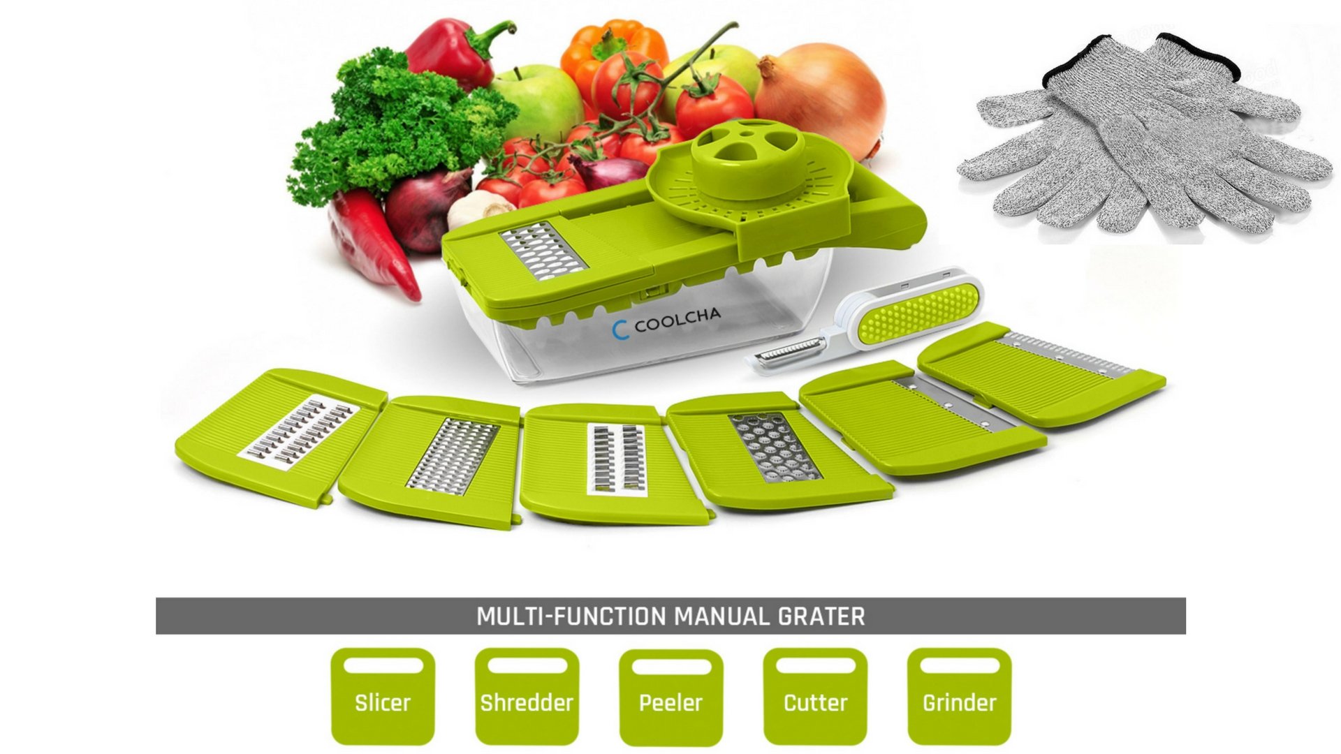 Mandoline Slicer, Coolcha Vegetable Grater & Julienne Slicer Cutter for