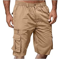 Cargo Shorts for Men Stretch Waist Knee Length Mens