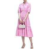 Kedera Womens Short Sleeve Midi Dress 2025 Trendy Maxi Dress with Puff Sleeve Flowy Elegant Casual Long Ruffle Sundress