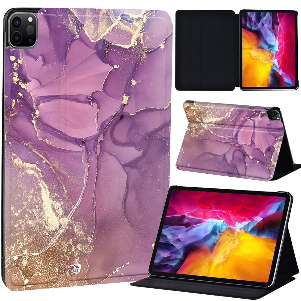 PU Leather + hard shell Ultra slim lightweight Folio Flip Tablet Stand Smart Cover Case Fit iPad Air 4 10.9" (2020) / iPad Pro 11" (2018 2020 2021) (purple color)