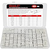 BAALA 520 PCS Non Insulated Butt Connectors Kit,26-8 Gauge Butt Splice Connector Uninsulated Wire Splice Connectors, Tinned Copper Marine Grade Seamless Barrel Crimping Butt Terminals