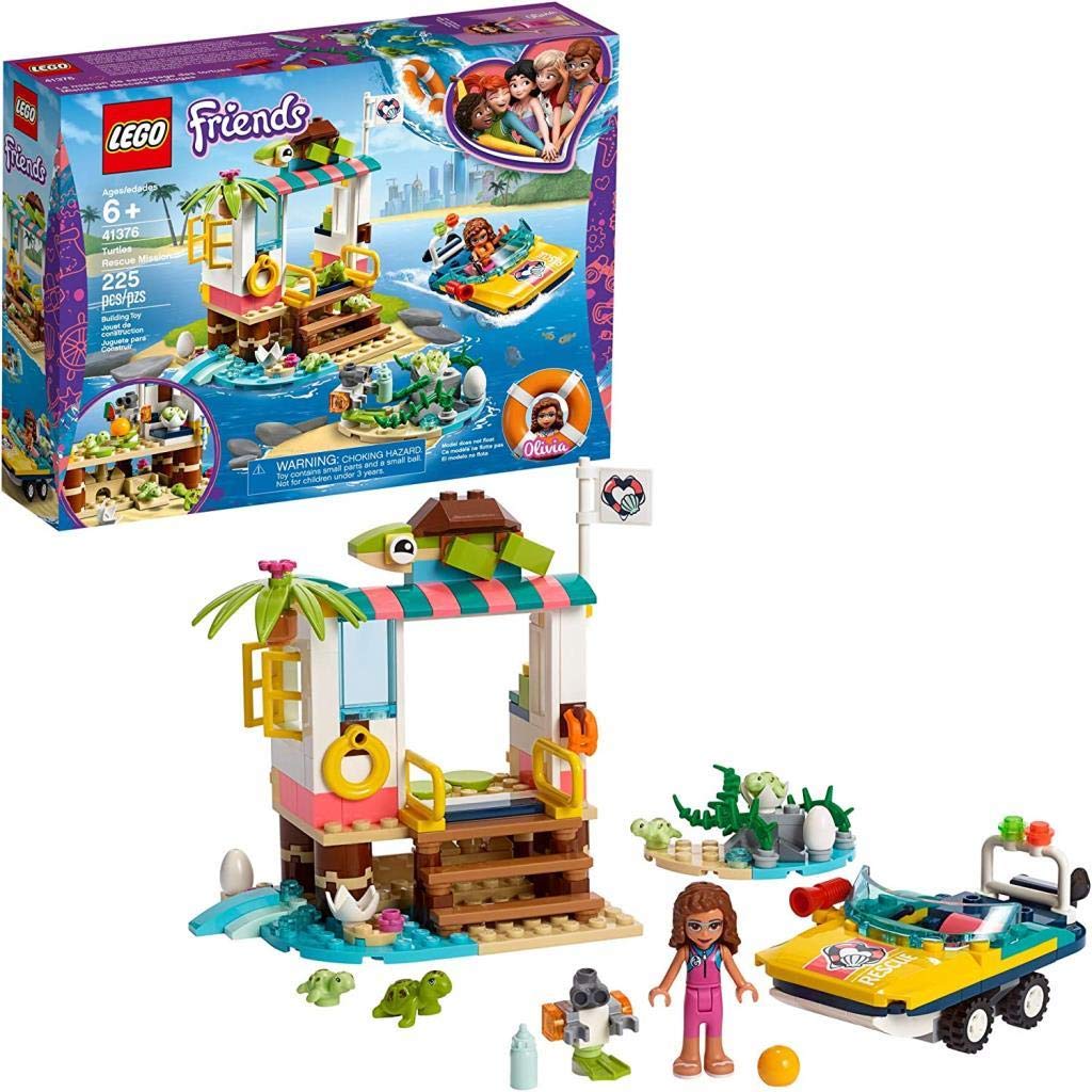 LEGO 41376 Friends Turtles Rescue Mission Boat Playset with Olivia Mini Doll, Zobo the Robot and 4 Baby Turtles