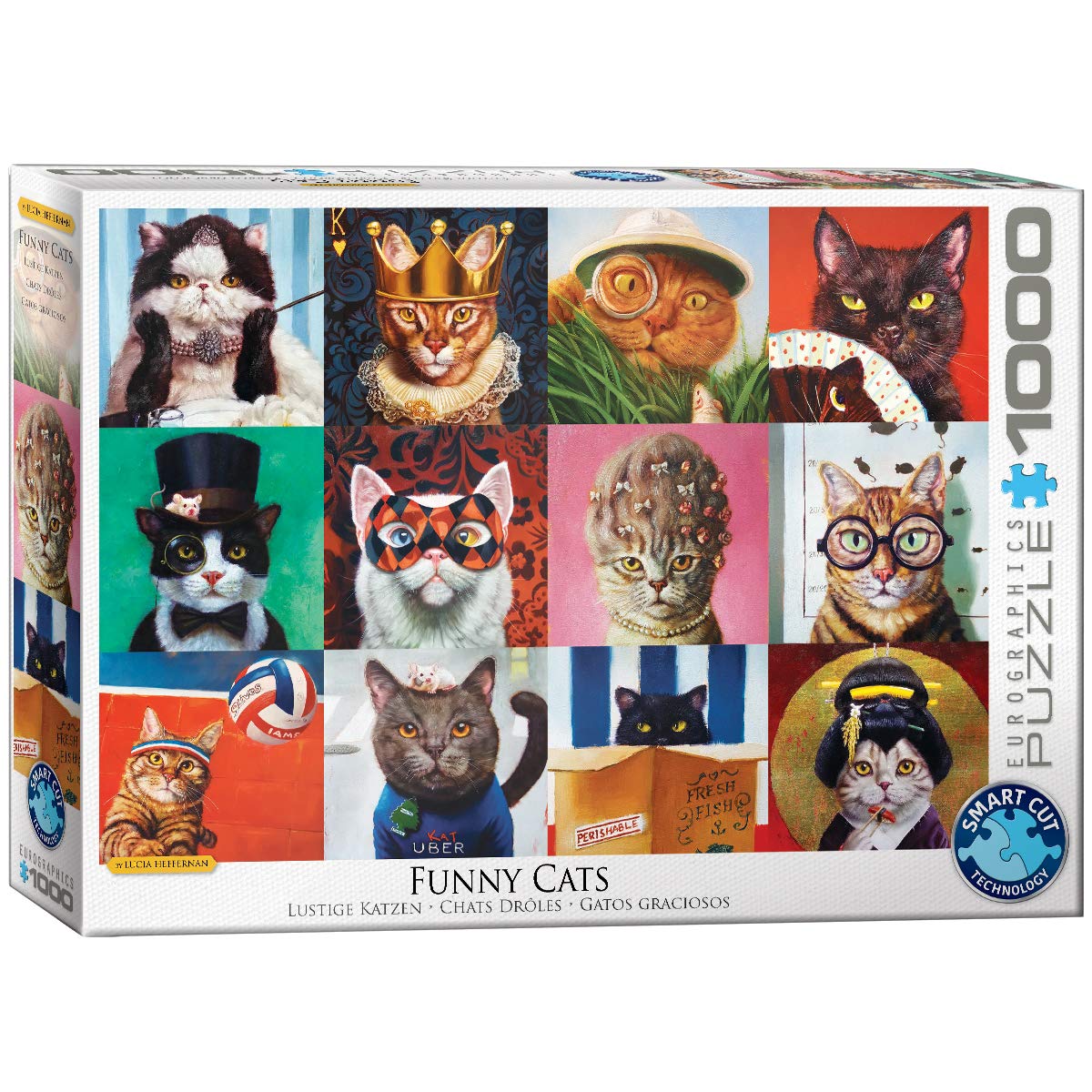 EuroGraphics 6000-5522 Cat Portraits by Lucia Heffernan Puzzle, Various, 48 x 68 cm