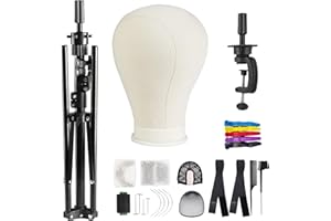 Neverland Beauty & Health 23 Inch Wig Stand Tripod with Head,Wig Head Stand with Mannequin head,Mannequin Head Stand with Canvas Head for Wigs,Manikin Head Set for Wigs Making Display