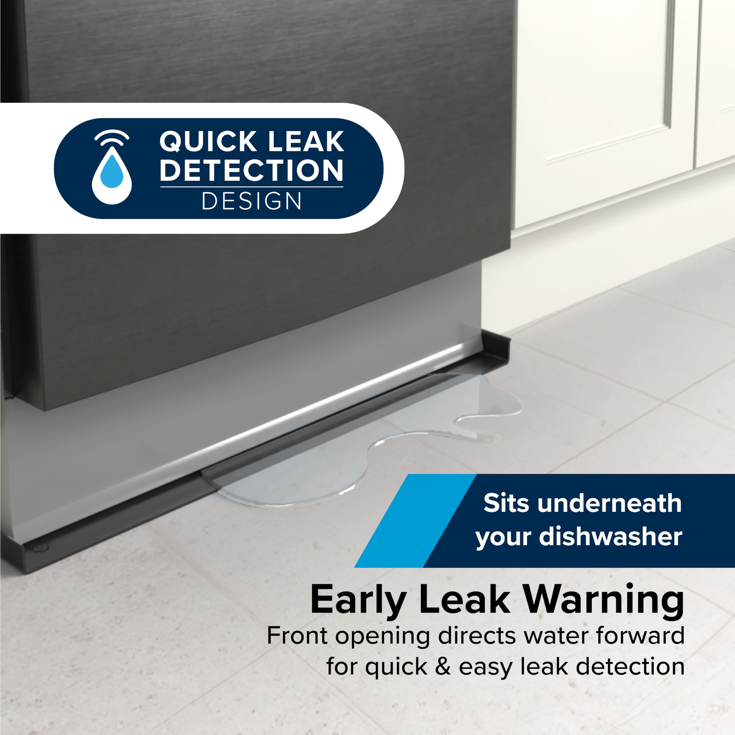 Camco Dishwasher Drain Pan - Protects Floors, Cabinets, Walls & Features Front Opening for Easy Leak Detection - Crafted of Heavy-Duty Polymer - 24” x 20-1/2” (20602)