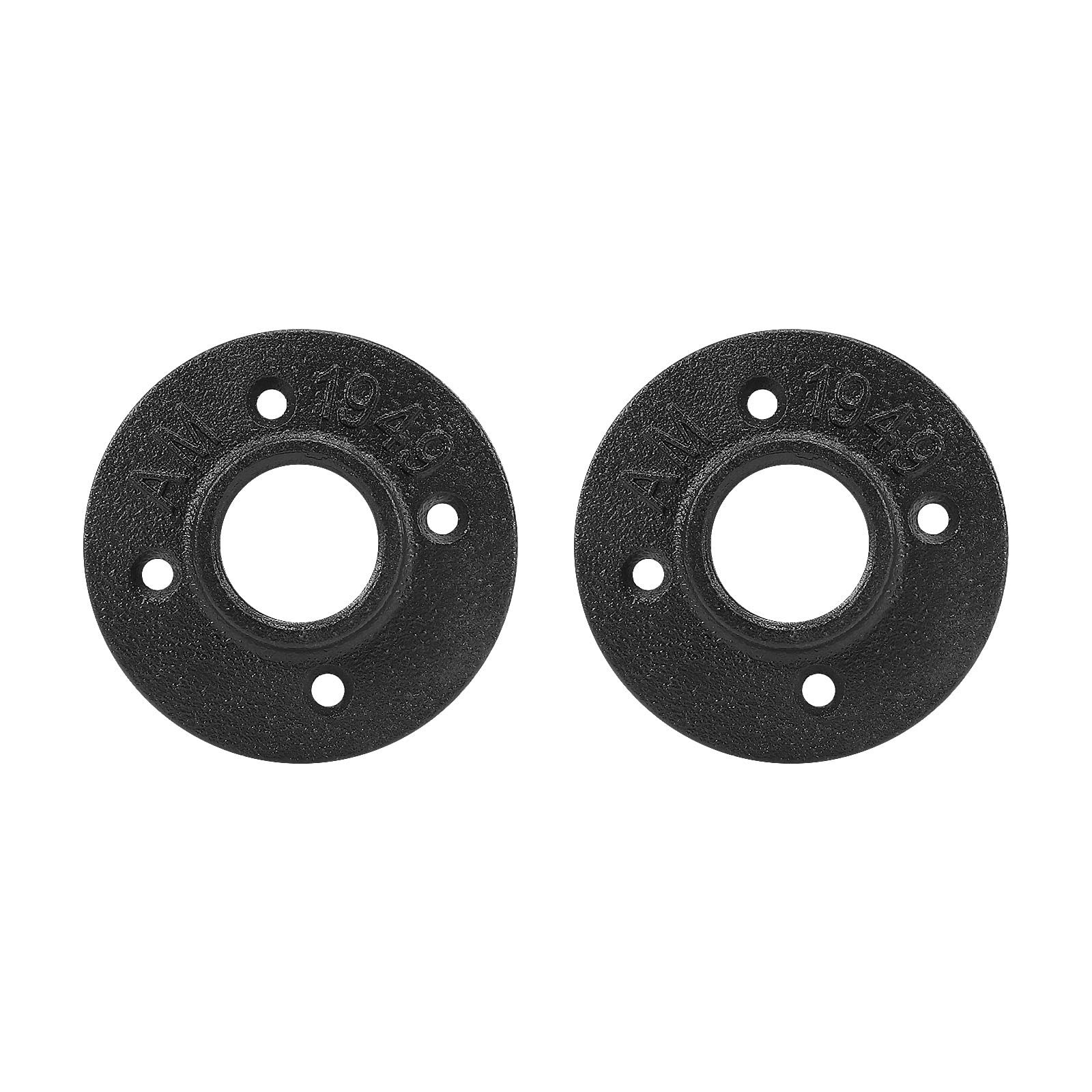 Photo 1 of NearMoon Industrial Pipe Floor Flange, Heavy Duty Malleable Iron Pipe Fittings, Black Wall Mounted Vintage DIY Threaded Flange(2 Pack, 1 Inch)