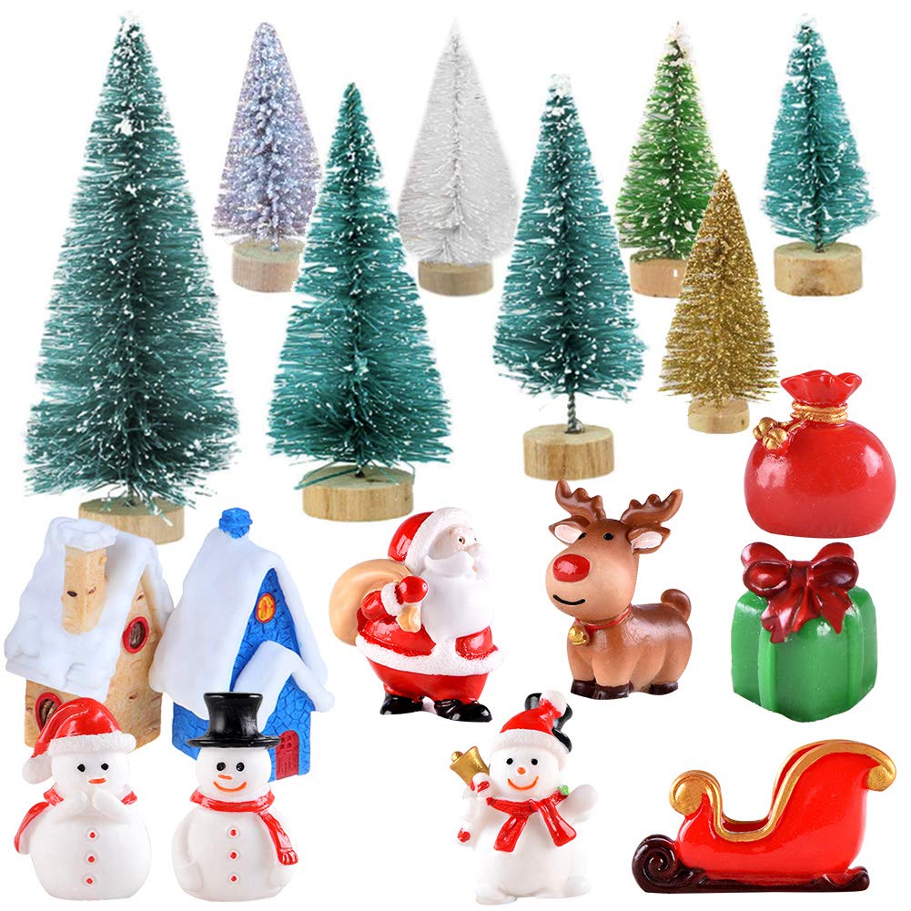 Christmas Miniature Ornament Kits Mini Xmas Style Figurines Santa Claus Christmas Tree Cute Cartoon Xmas Decor for Home Garden Party Decor Desktop Decoration Style C — image 1