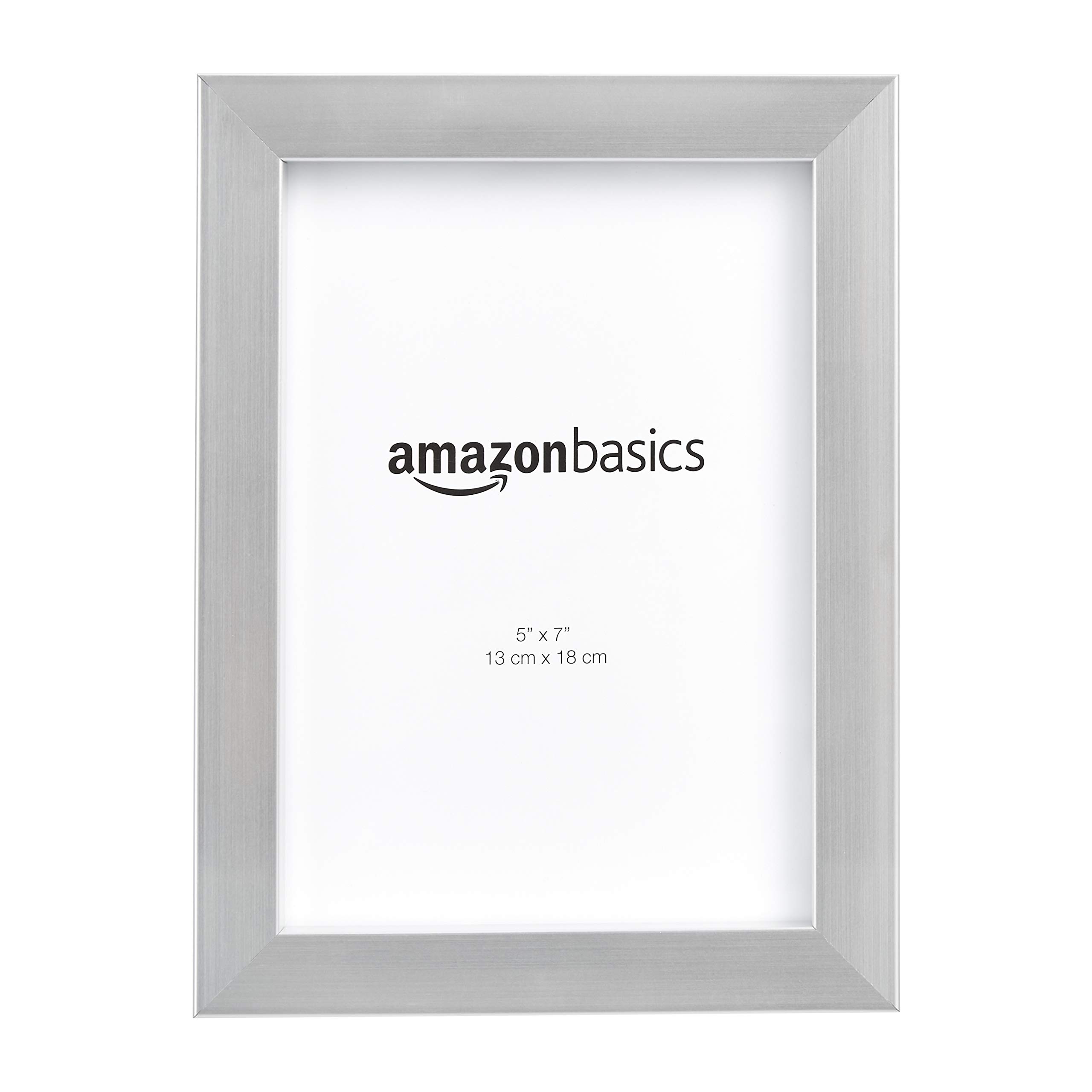 Amazon Basics Rectangular Photo Frame, Nickel, 2-Pack, 13 x 18 cm
