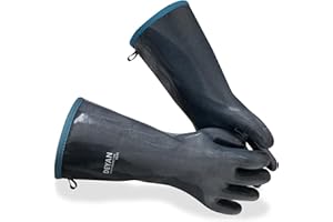 DEYAN Silicone BBQ Gloves, 932°F Heat Resistant Oven Gloves with Fingers, Kitchen Waterproof Hot Proof Glove for Fryer, Smoker, Baking, Cooking, Cutting(9/L)