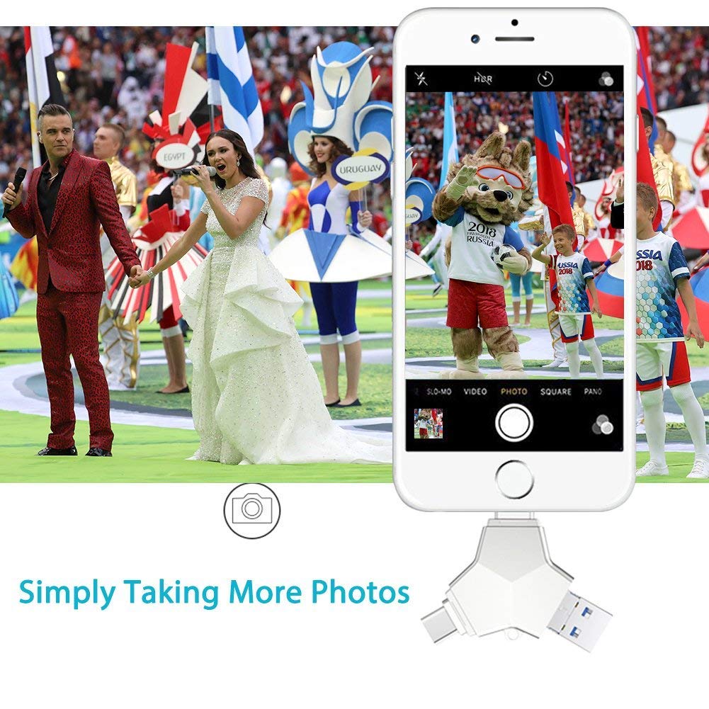 USB C Flash Drive 64GB USB 3.0 Compatible iPhone XR Xs Max iPad iMac Memory Stick Extension Storage Multi Ports Computer Samsung LG Android Smart Phone (64G, USB+Type C+iOS)