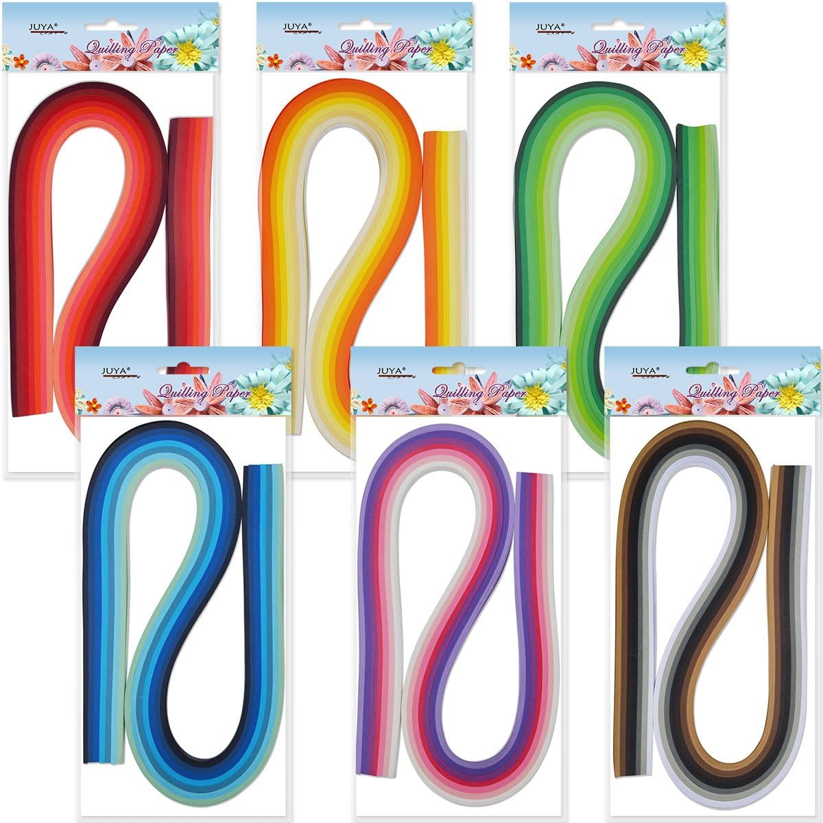 JUYAPaper Quilling Set 54cm Length Up to 42 Shade Colors 6 Pack(42 Colors,Width 5mm)