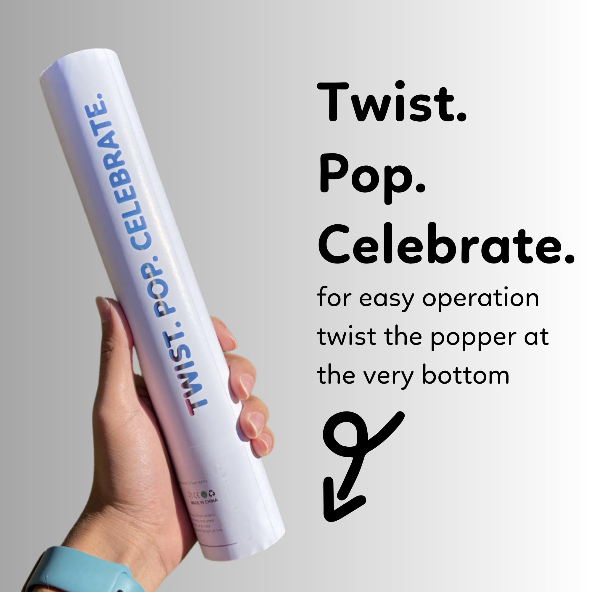 White Biodegradable Confetti Poppers Confetti Cannon | 6 Pack | Party Poppers Decoration for Wedding Exit, Graduation, Birthday | Wedding Party Favors | Launches 25 ft | 12 inch | TUR Party Supplies