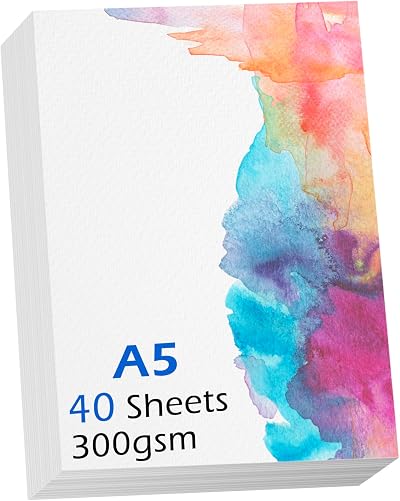 LUFEEMGA 40 Sheets A5 Watercolour Paper 300gsm 140lb Cold Pressed uter
