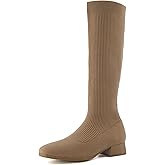 CUSHIONAIRE Rialto Women’s Knee-High Stretch Boot – Slip-On Tall Shaft Boot with Memory Foam & Low Block Heel
