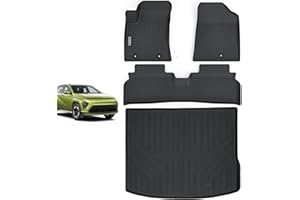 WAYIDSS Floor Mats & Trunk Mat for 2024 2025 2026 Hyundai KONA Electric (Non Fuel),TPE All Weather Protection 1st & 2nd Row C