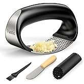 Vantic Garlic Press Rocker - Stainless Steel Garlic Mincer Garlic Crusher, New Innovative Garlic Chopper with Peeler and Scra