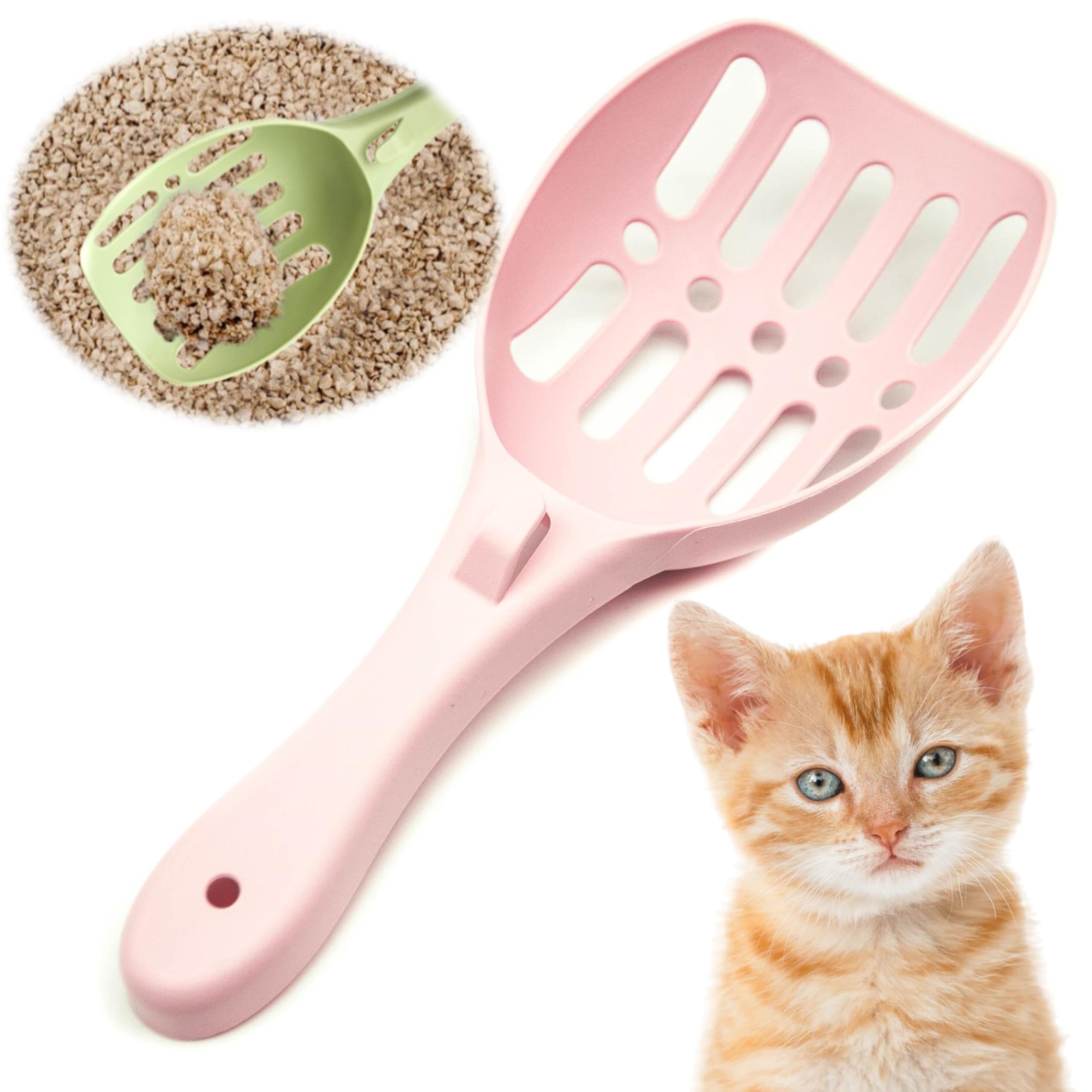 Petopedia Strong Cat Litter Scoop – Plastic Shovel for Cats Litters, Poop Scoop – Handy Sand Sifter, Sieve Cleaning Tool – Used with Litter Box and Trays for Cats & Kittens (Pink, Small)