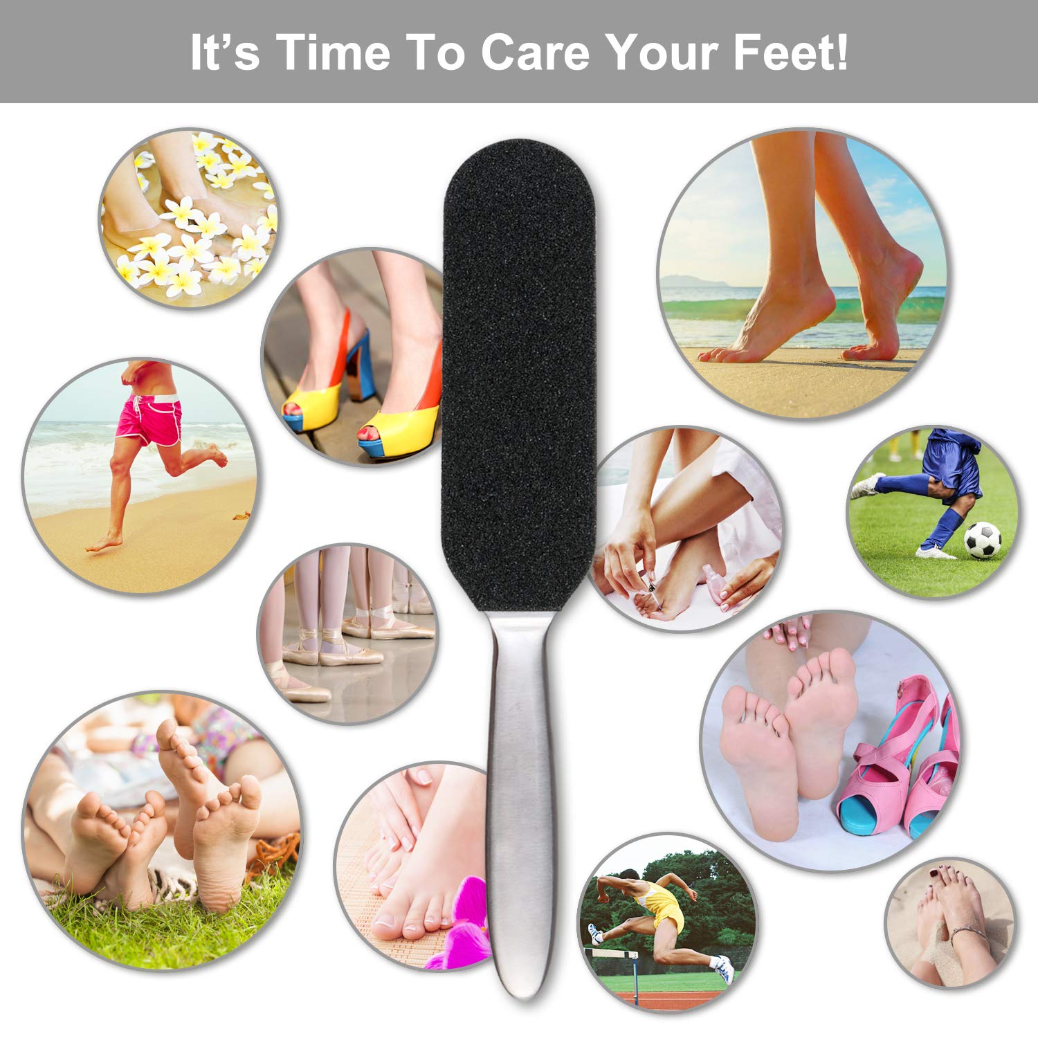 Callus Remover doppelseitige Edelstahl Hornhautraspel Hornhautentferner Füße Raspelfeilen Hornhautfeile mit 12 Extra-Minen für Hornhaut